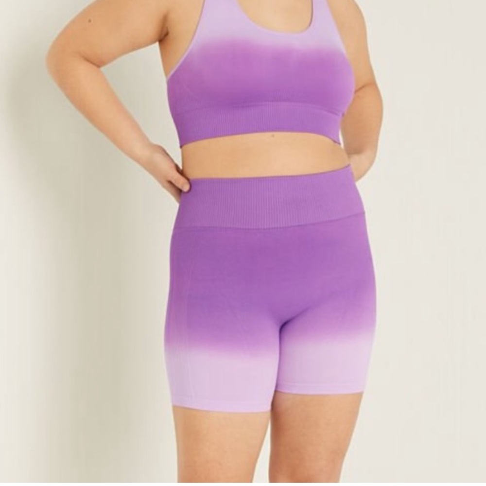 Pink Victoria's Secret Seamless High Waist Purple Ombre Bike Shorts, Size L